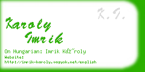 karoly imrik business card